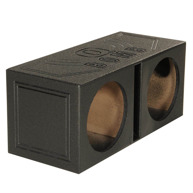 Q Power Dual 8 Inch Vented Port Subwoofer Sub Box with Bedliner Spray (Open Box)