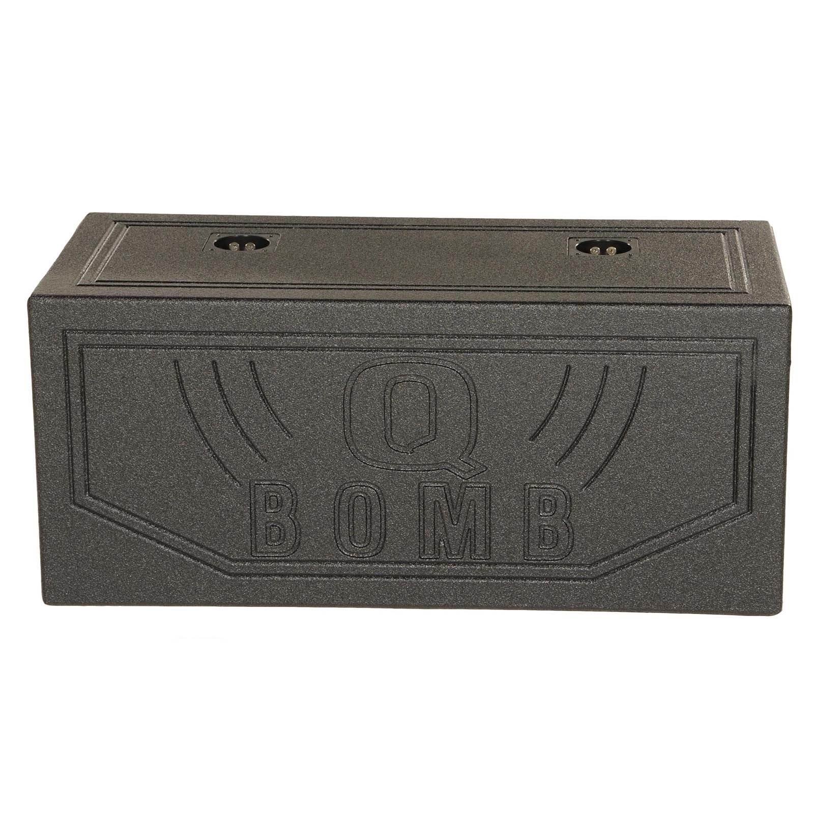 QPower Dual 8 Inch Vented Port Subwoofer Sub Box with Bedliner Spray (Damaged)
