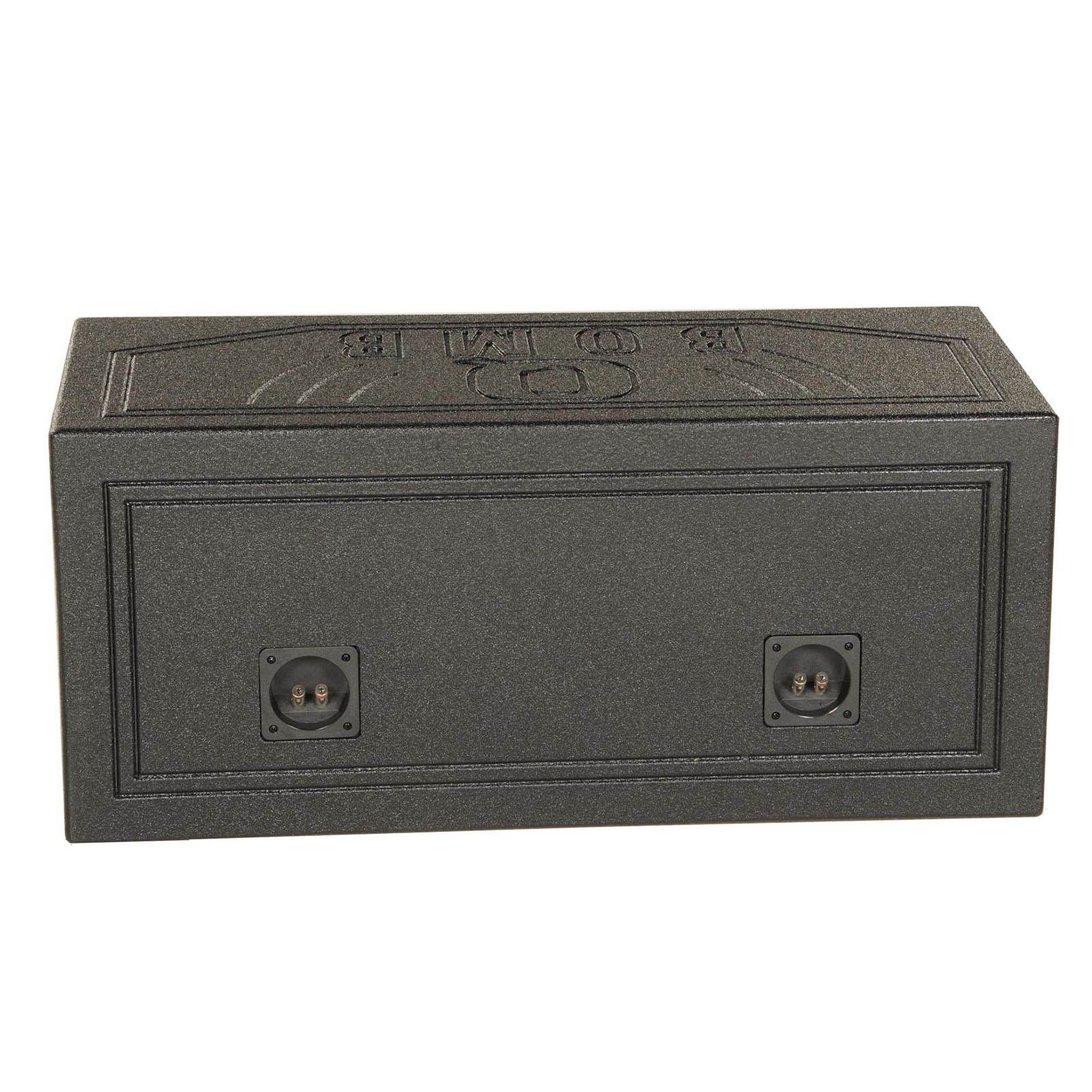 Q Power Dual 8 Inch Vented Port Subwoofer Sub Box with Bedliner Spray (Open Box) - VMInnovations