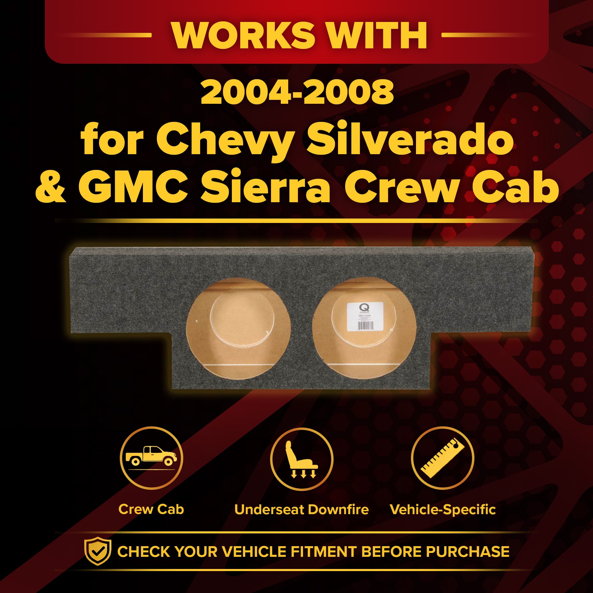 QPower GMC Chevy 2004 - 2006 Non HD Crew Cab Dual 10" Subwoofer Box (Open Box) - VMInnovations