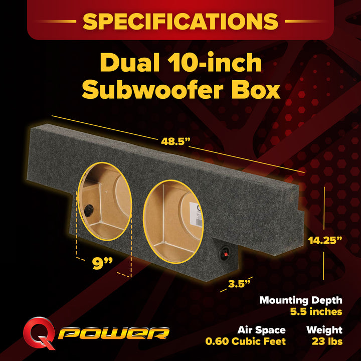 QPower Dual 10" Sub Box for Chevy Silverado 1500, GMC Sierra 1500 (Non-HD) 04-06 - VMInnovations