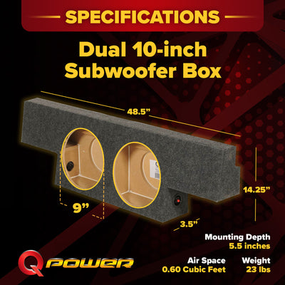 QPower GMC Chevy 2004 - 2006 Crew Cab Behind Seat Dual 10" Subwoofer Box (Used) - VMInnovations