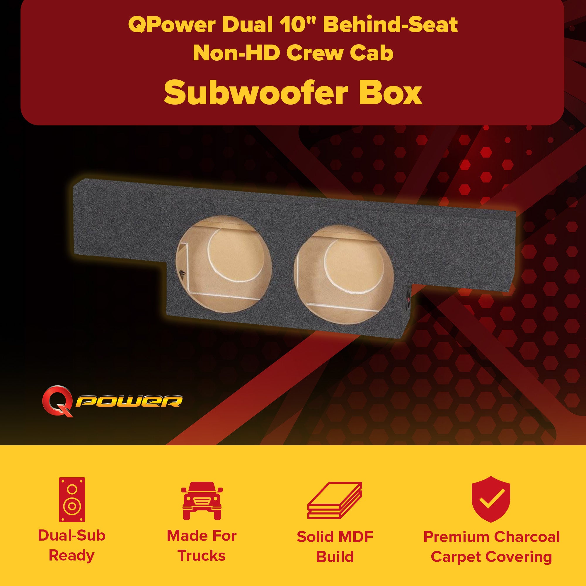 QPower GMC Chevy 2004 - 2006 Non HD Crew Cab Dual 10" Subwoofer Box (Open Box) - VMInnovations