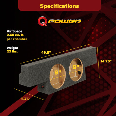 QPower GMC Chevy 2004 - 2006 Crew Cab Behind Seat Dual 10" Subwoofer Box (Used)