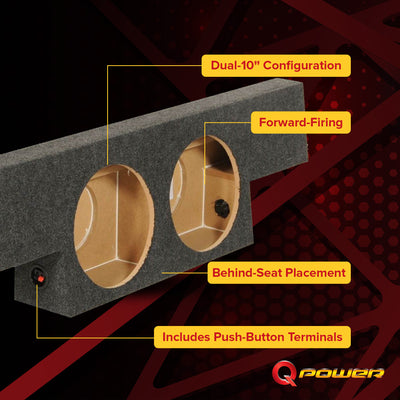 QPower GMC Chevy 2004 - 2006 Crew Cab Behind Seat Dual 10" Subwoofer Box (Used) - VMInnovations
