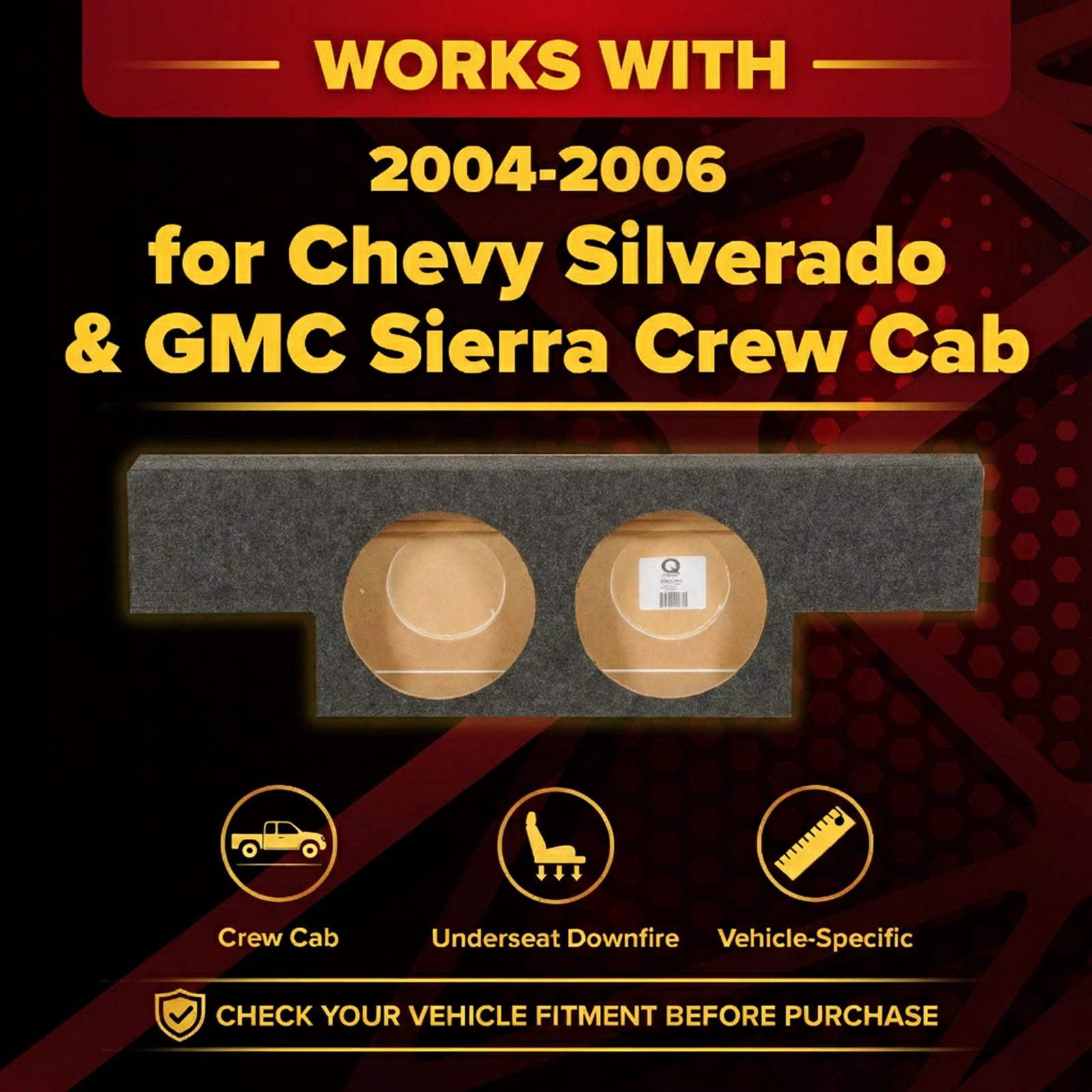 QPower Dual 12" Sub Box for Chevy Silverado 1500, GMC Sierra 1500 HD 04-06 - VMInnovations