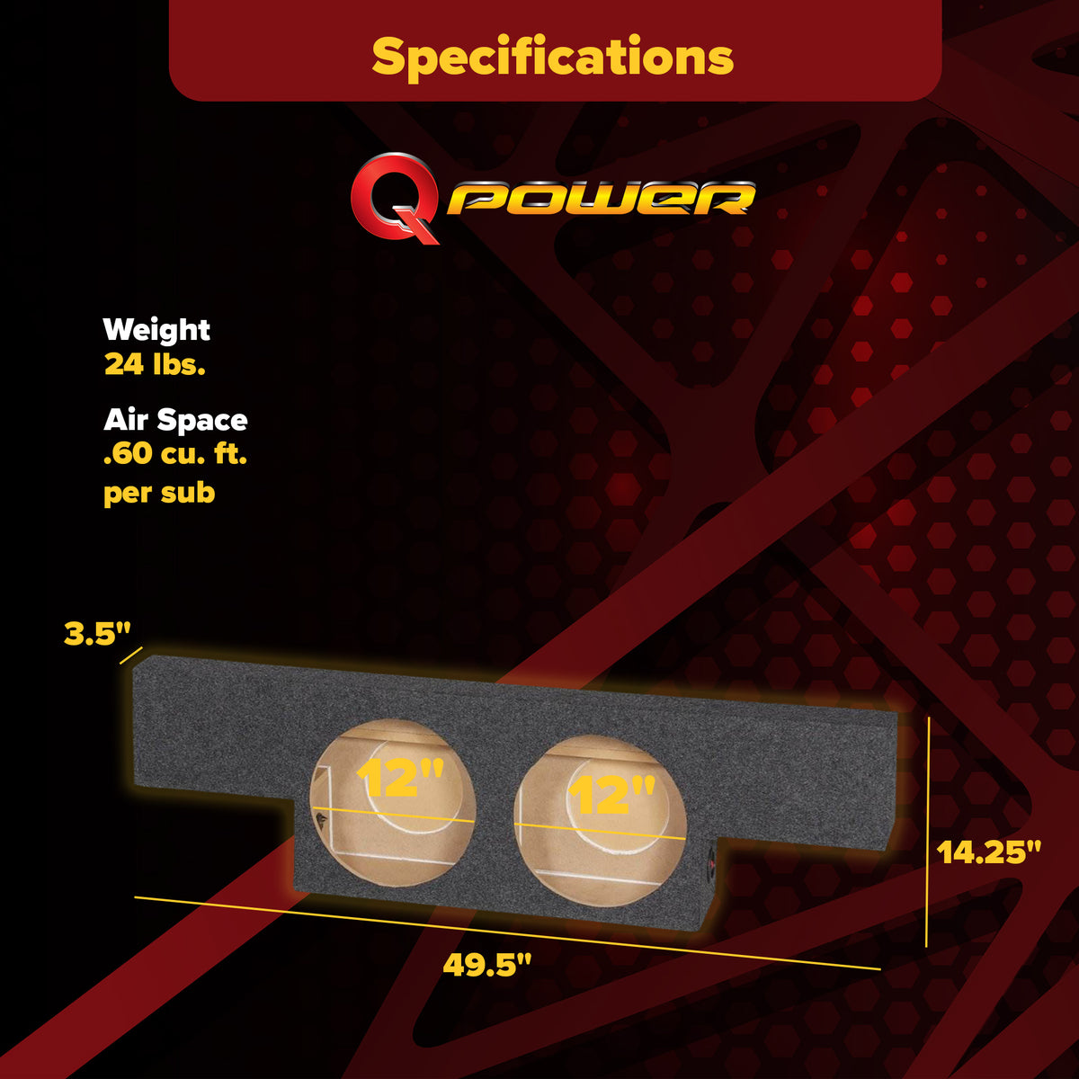 QPower Dual 12" Sub Box for Chevy Silverado 1500, GMC Sierra 1500 HD 04-06