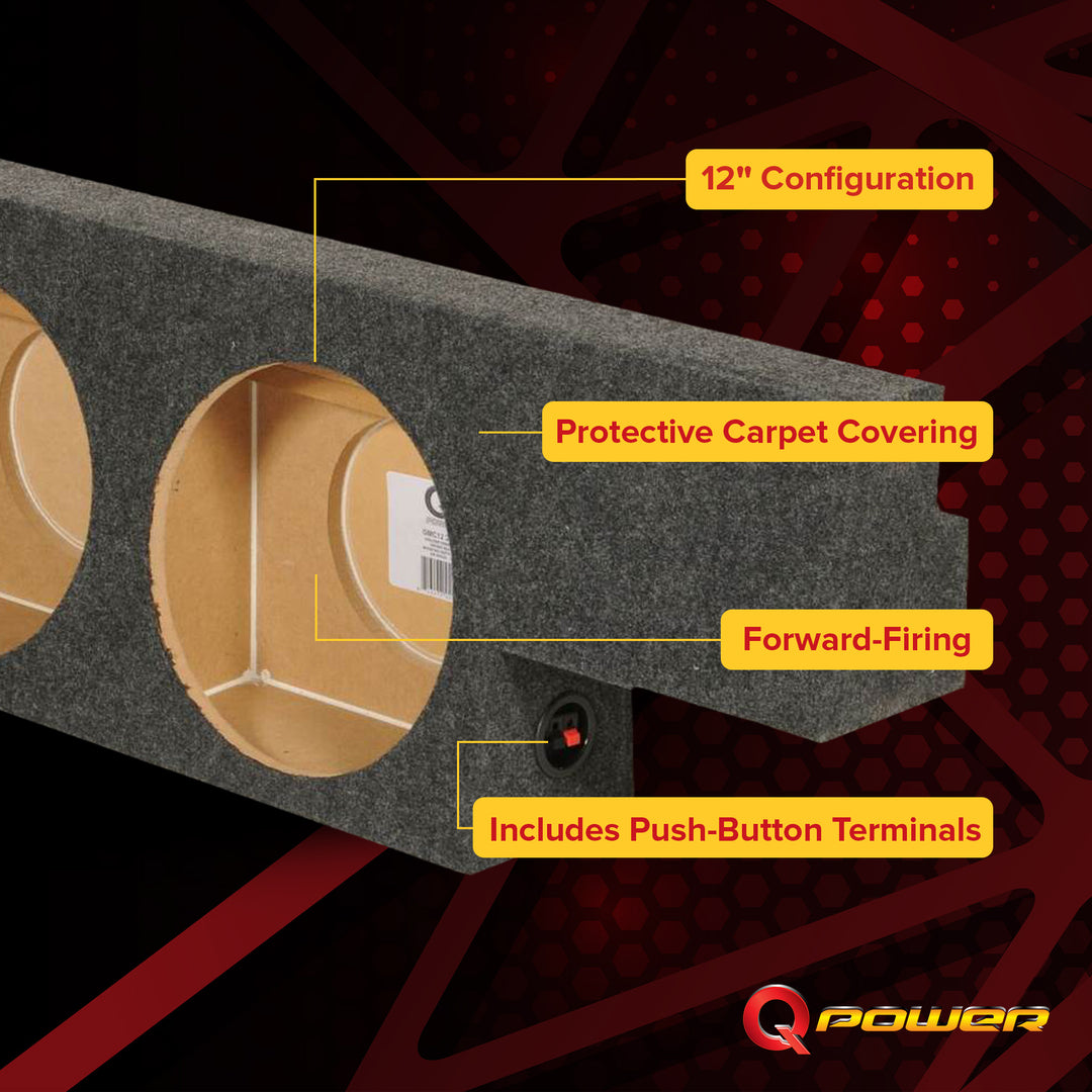 QPower Dual 12" Sub Box for Chevy Silverado 1500, GMC Sierra 1500 HD 04-06 - VMInnovations