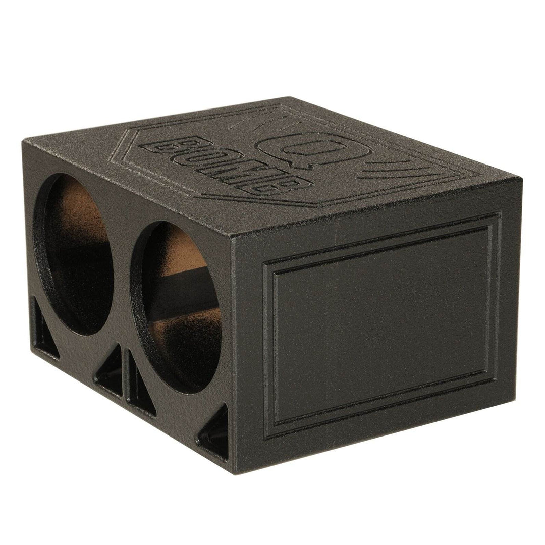 Q Power Dual 10 Inch Triangle Ported Subwoofer Box w/ Bedliner Spray (Open Box) - VMInnovations