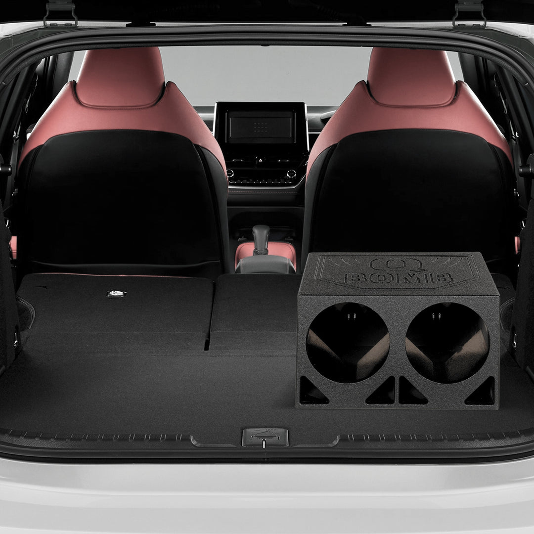 Q Power Dual 10 Inch Triangle Ported Subwoofer Box w/ Bedliner Spray (Open Box) - VMInnovations