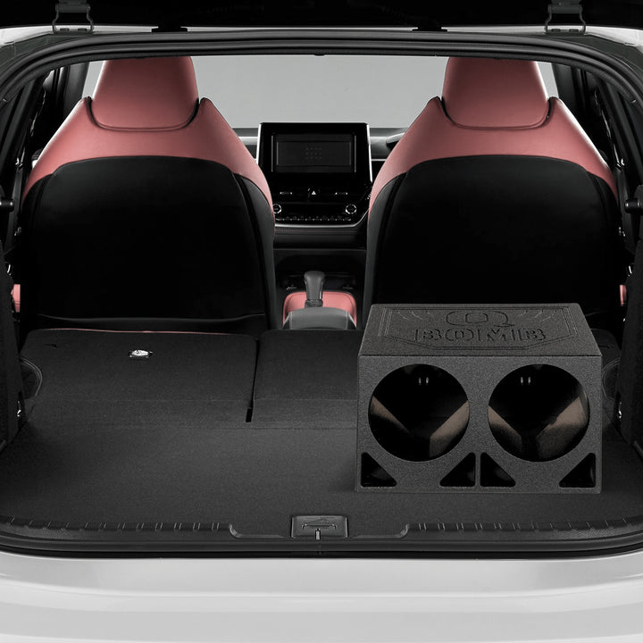 Q Power Dual 10 Inch Triangle Ported Subwoofer Box w/ Bedliner Spray (Open Box) - VMInnovations