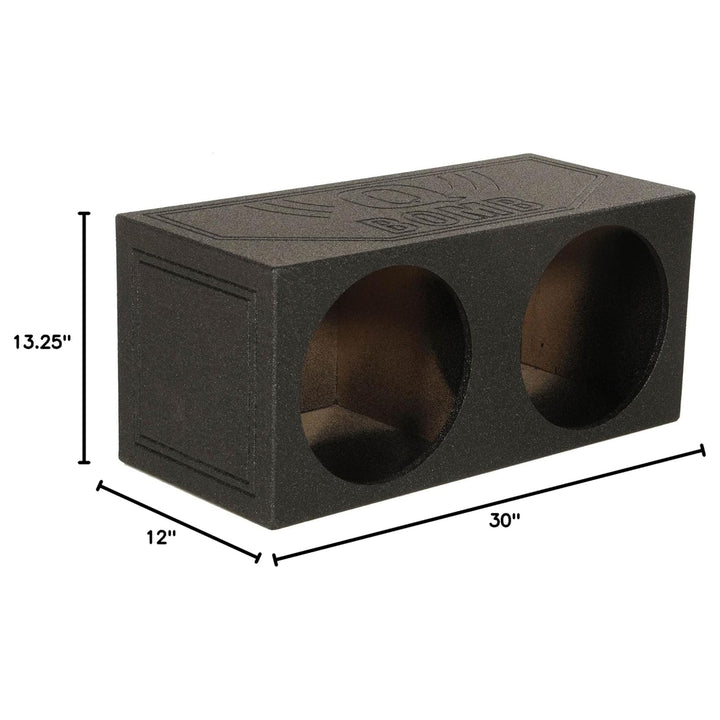 Q Power QBomb QBOMB12S Dual 12" Sealed Port Subwoofer Sub Box w/ Bedliner Spray