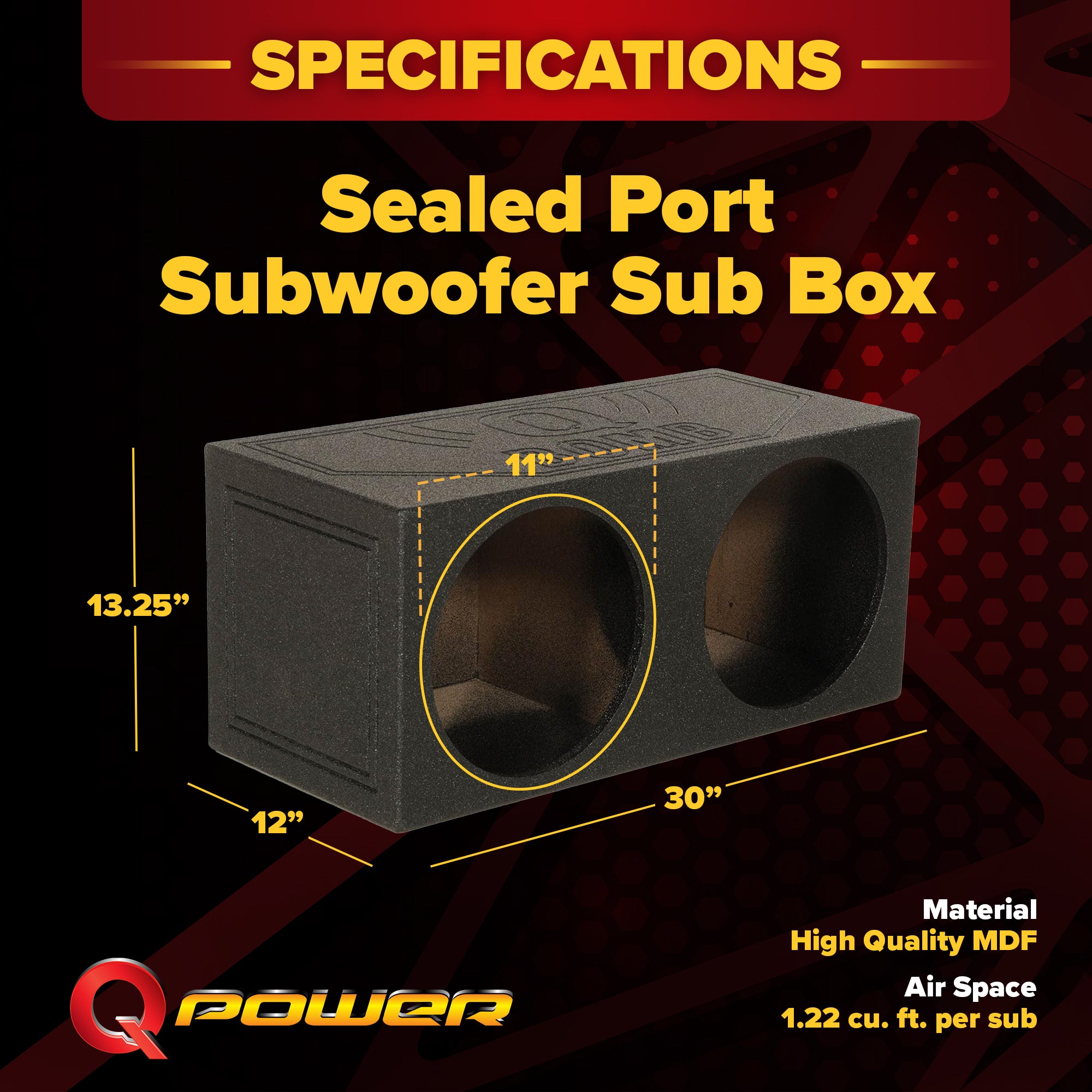 Q Power QBomb QBOMB12S Dual 12" Sealed Port Subwoofer Sub Box w/ Bedliner Spray - VMInnovations