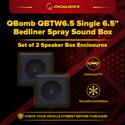 QPower QBomb QBTW6.5 Single 6.5" Bedliner Spray Car Speaker Enclosures, 2 Pack - VMInnovations