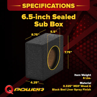 QPower QBomb QBTW6.5 Single 6.5" Bedliner Spray Car Speaker Enclosures, 2 Pack - VMInnovations