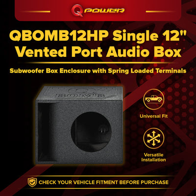 QPower QBomb QBOMB12HP Single 12" Vented Port Subwoofer Box w/ Bedliner Spray