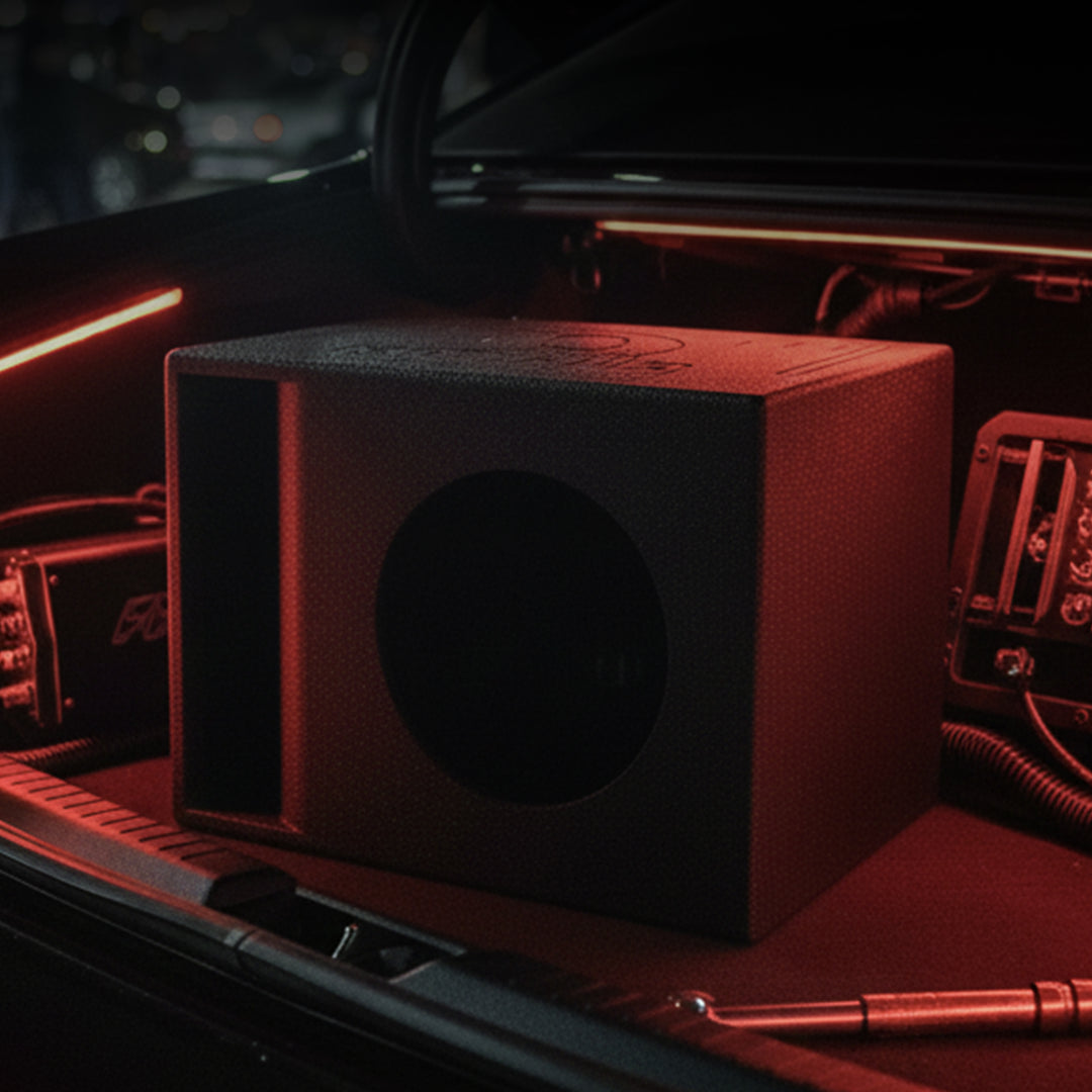 Q Power QBomb Single 12" Vented Port Subwoofer Box w/ Bedliner Spray (Open Box)