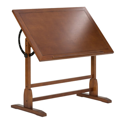 Studio Design 42 Inch Drawing Drafting Table Craft Desk, Rustic Oak (For Parts)