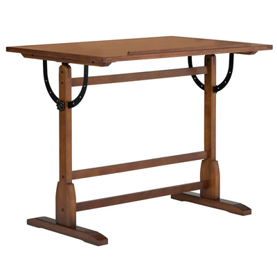 Studio Design 42 Inch Drawing Drafting Table Craft Desk, Rustic Oak (For Parts)