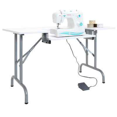 Studio Designs Folding Sewing & Craft Table w/ Machine Shelf, White (Damaged)