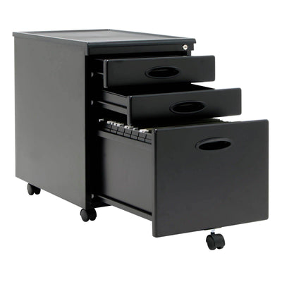 Calico Designs Office Storage 3 Drawer Mobile File Cabinet, Black (Damaged)