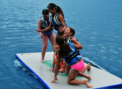Inflatable 3 Piece Anchor Connection Kit,10' Bouncing Water Mat Blow Up w/ Pump