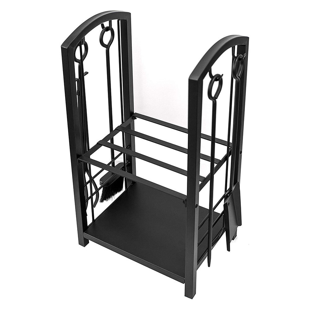 Olympia Tools 5 Piece Iron Construction Fireplace Tool Set w/Log Rack (Open Box) - VMInnovations