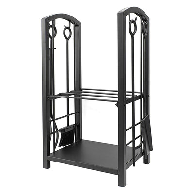 Olympia Tools 5 Piece Iron Construction Fireplace Tool Set w/Log Rack (Open Box) - VMInnovations