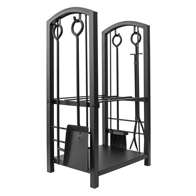 Olympia Tools 5 Piece Iron Construction Fireplace Tool Set w/Log Rack (Open Box) - VMInnovations