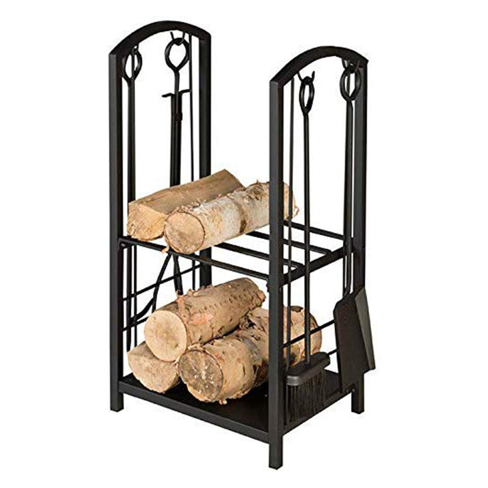 Olympia Tools 5 Piece Iron Construction Fireplace Tool Set w/Log Rack (Open Box) - VMInnovations
