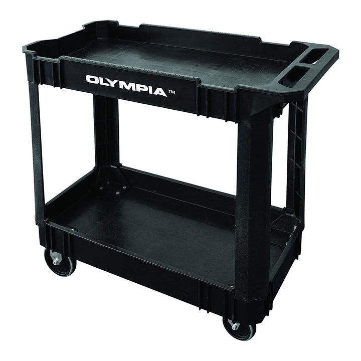 Olympia Tools 500 Pound Capacity Rolling Utility Cart Shelves, Black (Open Box)