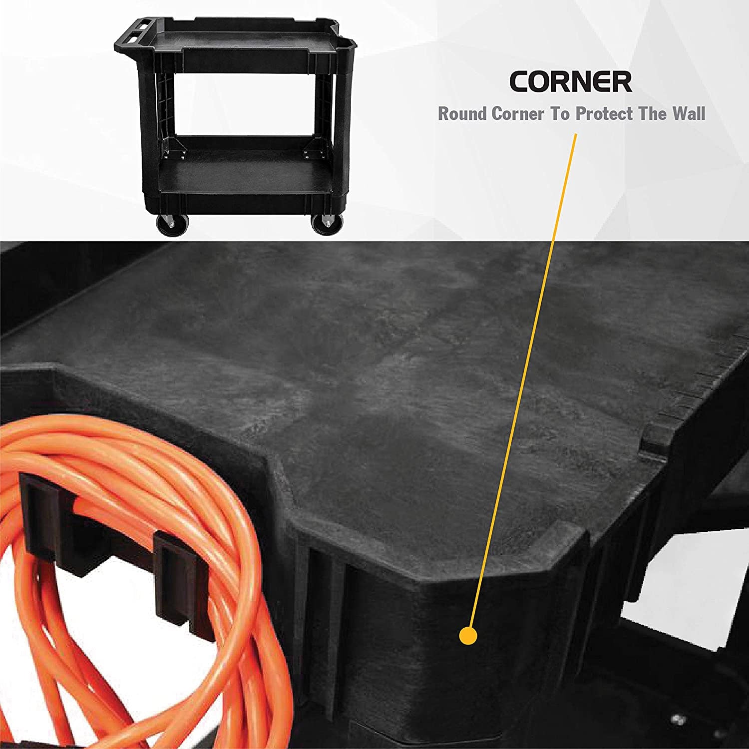 Olympia Tools 500 Pound Capacity Rolling Utility Cart Shelves, Black (Open Box)