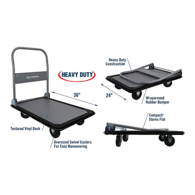 Olympia Tools 660 Pound Capacity Rolling Platform Hand Cart, Grey (Open Box)