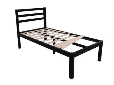 intelliBASE Twin Size Wooden Slat Black Metal Platform Bed Frame (Open Box)