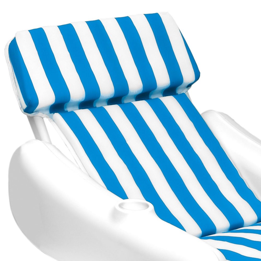 SunChaser Swimming Pool Padded Floating Luxury Lounge Chair, Blue (4 Pack)