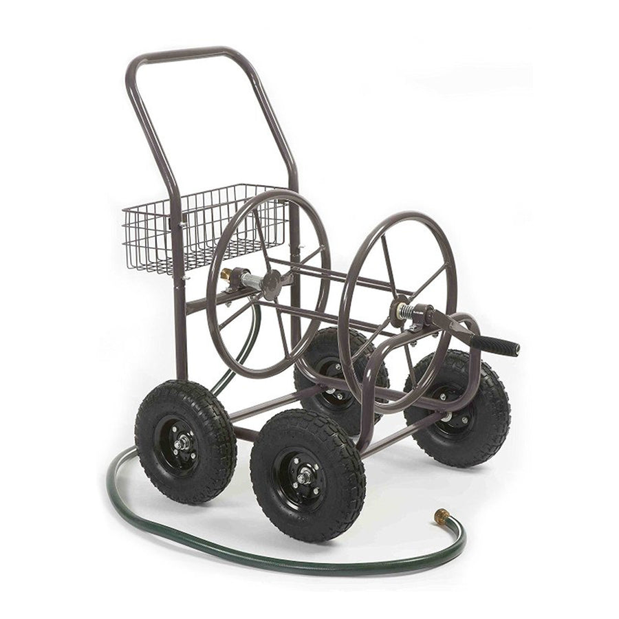 Liberty Garden 4 Wheel 250 Ft Steel Frame Water Hose Reel Cart w/ Basket (Used) - VMInnovations