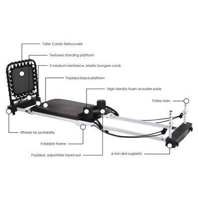 Stamina AeroPilates 5 Cord Reformer Fitness Cardio Workout Machine (For Parts)