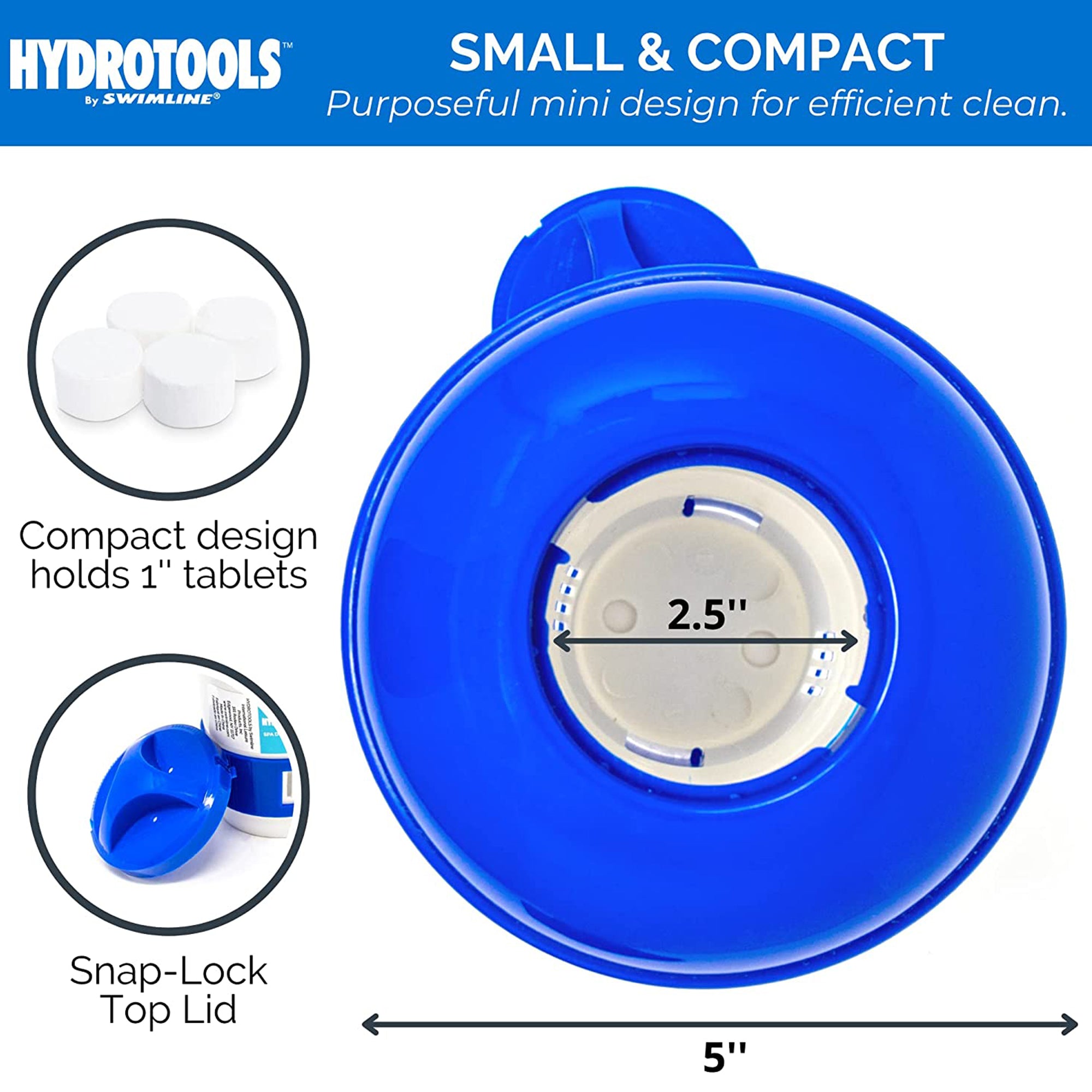 HydroTools 8715 Swimming Pool Mini Chlorine Tablet Floating Chemical Dispenser - VMInnovations