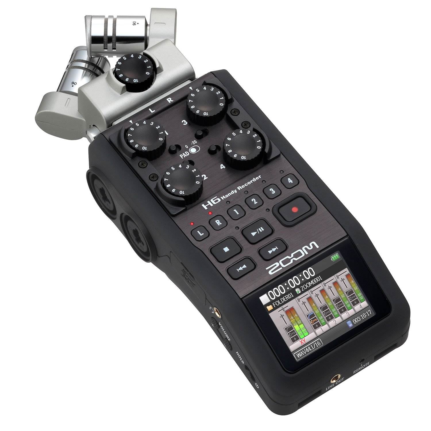 Zoom H6 Portable Handy 6 Track Interchangeable Digital Audio Recorder System