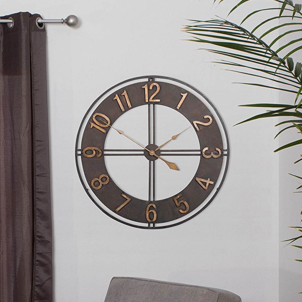 Studio Designs 30" Industrial Loft Analog Home Decor Wall Clock, Dark (Open Box)