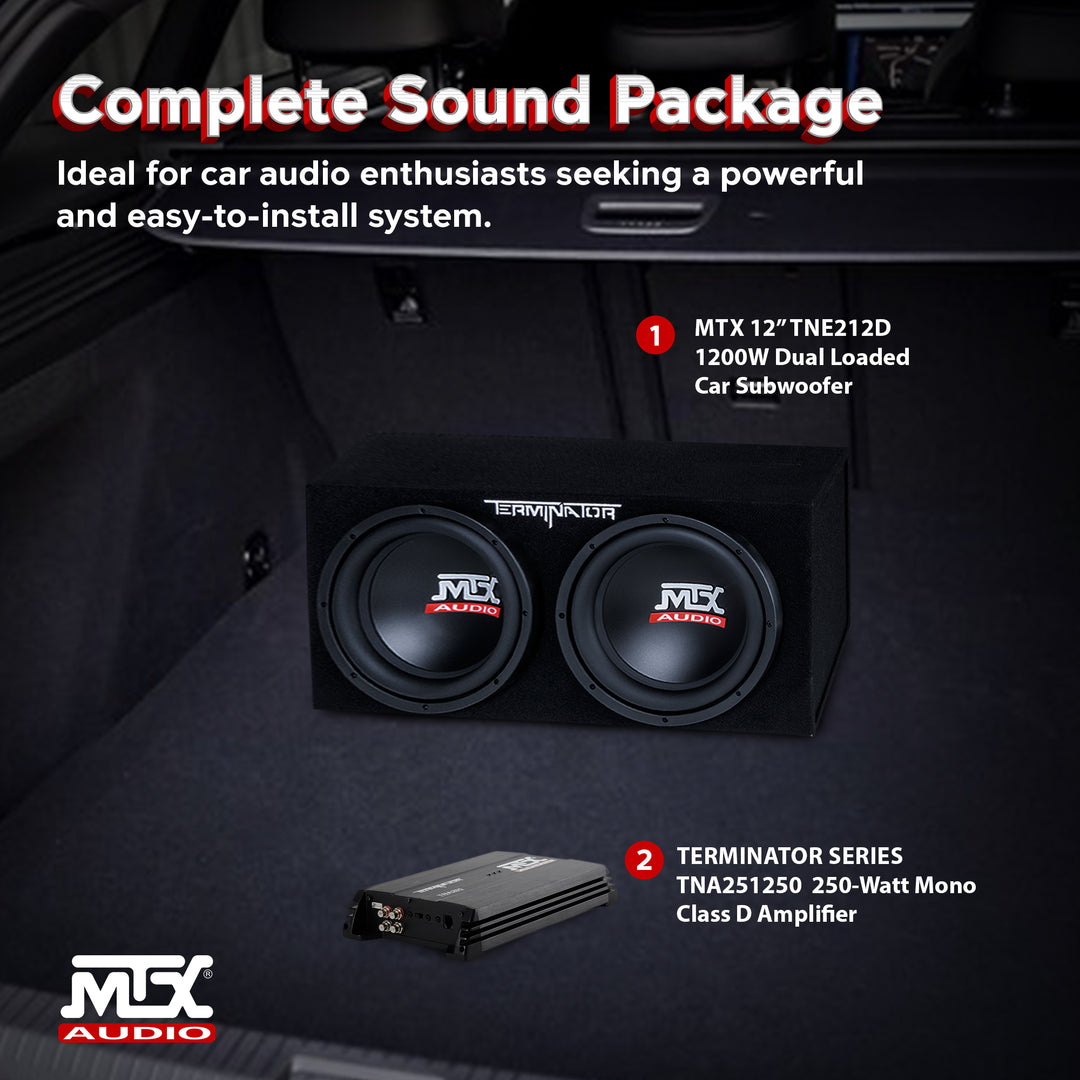 MTX TNP212D2 12" 1200W Dual Loaded Car Audio Sub+Box+Amplifier (For Parts)