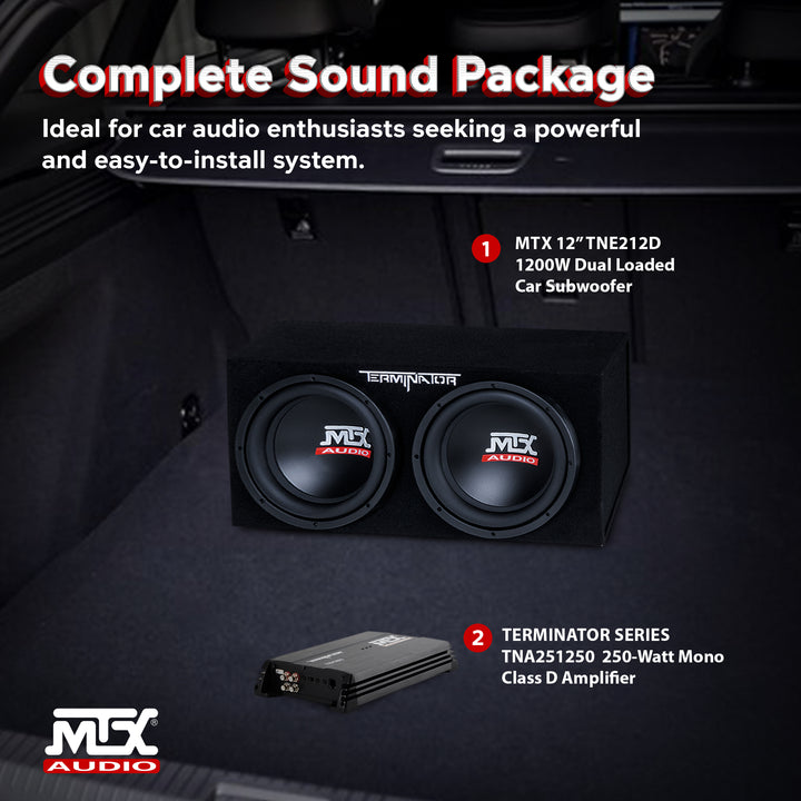 MTX TNP212D2 12" 1200W Dual Loaded Car Audio Sub+Box+Amplifier (For Parts)
