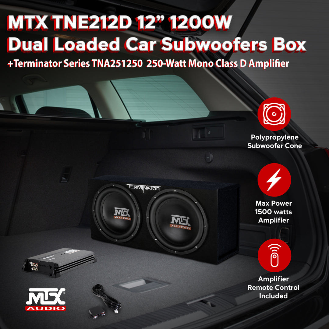 MTX TNP212D2 12" 1200W Dual Loaded Car Subwoofer Audio Sub+Box+Amp (Open Box)