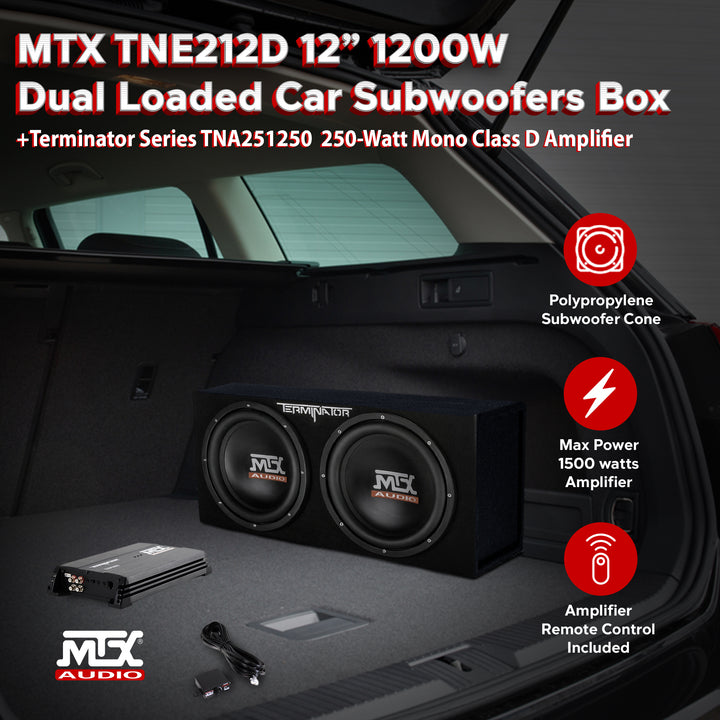 MTX TNP212D2 12" 1200W Dual Loaded Car Audio Sub+Box+Amplifier (For Parts)