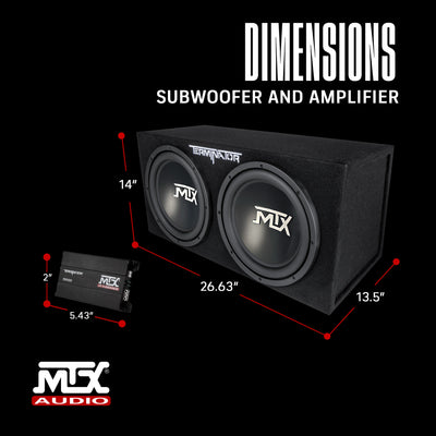 MTX 12" 1200W Dual Loaded Car Subwoofer Audio, Sub Box, Amplifier and Amp Kit