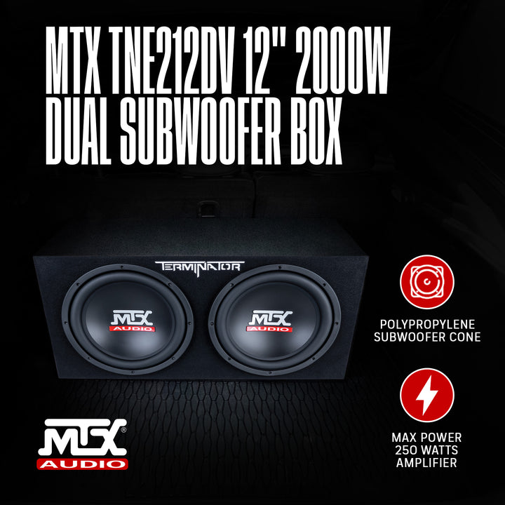 MTX TNE212DV 12-Inch 2000-Watt Max Car Audio Dual Loaded Subwoofer Box Enclosure