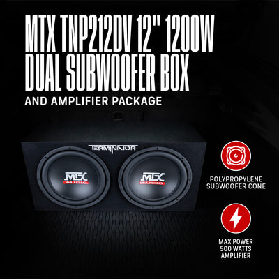 MTX TNP212DV 12-Inch 2000-Watt Dual Loaded Subwoofer Enclosure with Amplifier - VMInnovations