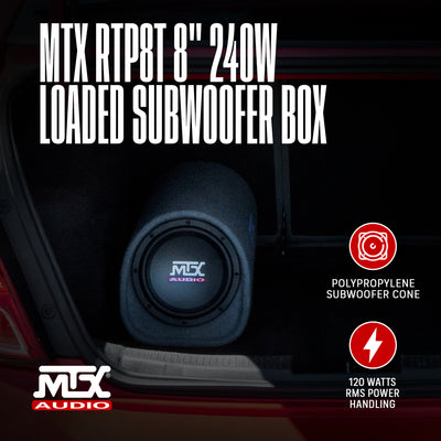 MTX AUDIO 240W Loaded Subwoofer Enclosure Amplified Tube Box Vented (Open Box) - VMInnovations