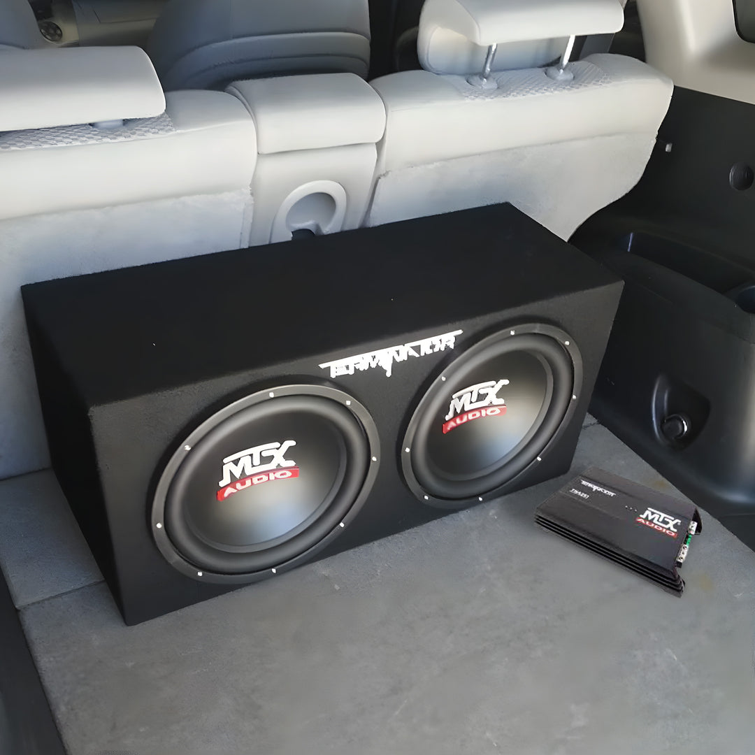 MTX TNP212D2 12" 1200W Dual Loaded Car Subwoofer Audio w/ Sub Box and Amplifier