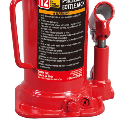 Torin Big Red T91203B 12 Ton Hydraulic Welded Auto Mechanic Bottle Jack Lift